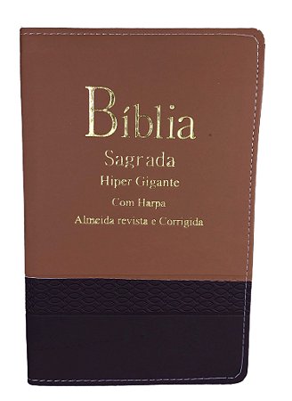 Biblia Harpa Letra Hipergigante Indice Bicolor Marrom e Vinho