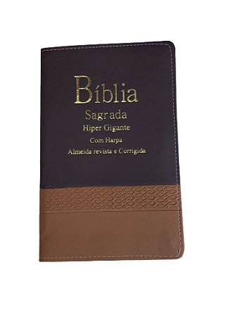 Biblia Harpa Letra Hipergigante Indice Bicolor Vinho e Marrom