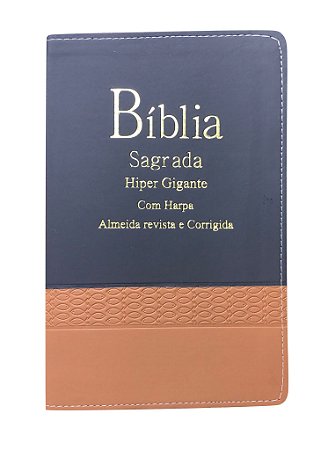 Biblia Harpa Letra Hipergigante Indice Bicolor Preto e Marrom