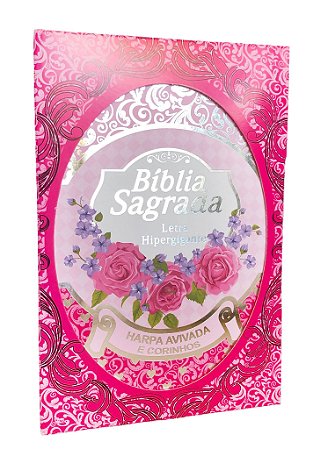 Bíblia Sagrada Caixa com Harpa Letra Hipergigante Luxo Rosa