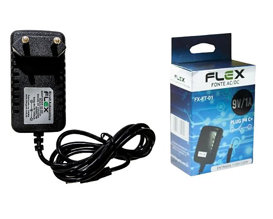 Fonte de Alimentação Flex  FX-FT-01 Plug P4 9V 1A Bivolt