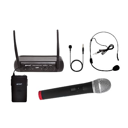 Kit com Microfones Sem Fio Lexsen LM258UKIT UHF 2 canais