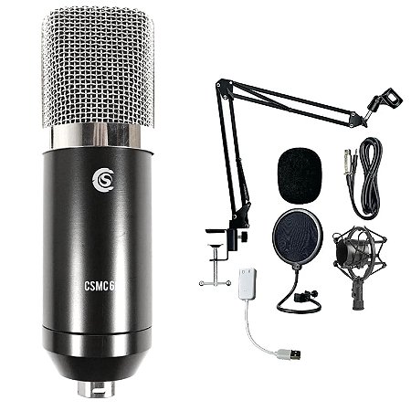 Microfone Condensador Custom Sound CSMC 6K Kit Podcast
