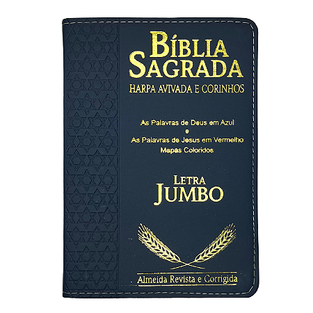 Biblia Sagrada Harpa Letra Jumbo Indice Luxo Azul