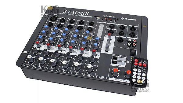 Mesa De Som Ll Audio Mixer 6 Canais Com Usb Starmix Usfx602r Gravador Starmix Efeitos