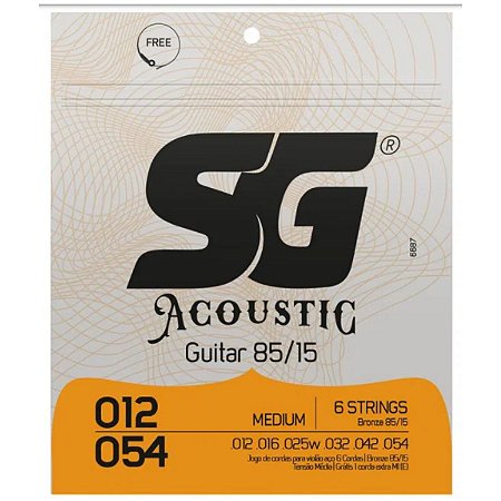 Encordoamento SG Aço Acoustic 012 Bronze Tensão Media