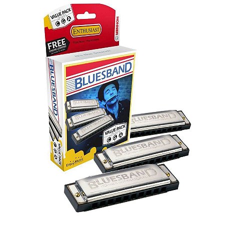 Kit 3 Gaitas Harmonicas Hohner Blues Band 559/20 (A, C, G)