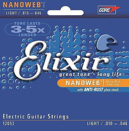 Encordoamento Elixir Para Guitarra Nanoweb 010 Light Leve