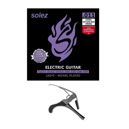 Kit Encordoamento Solez Guitarra 011 Com Bolinha Capotraste