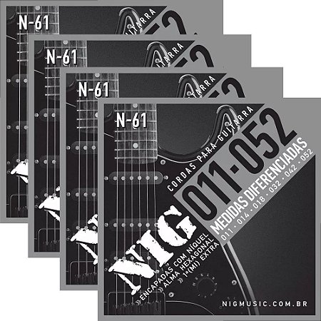 Atacado Kit 4 Encordoamento Nig Para Guitarra Elétrica 011