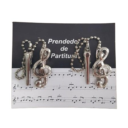 Prendedor de Partitura Paganini Clipets Clave de Sol Cromado Corrente