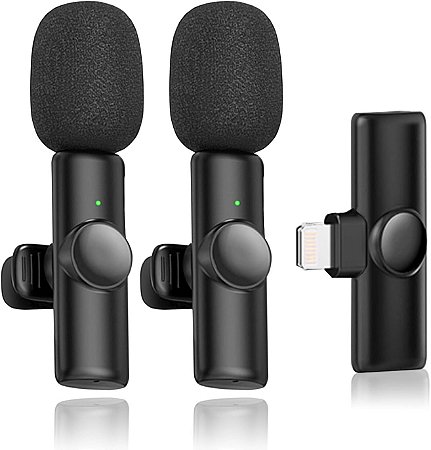 Microfone de Lapela Sem Fio Duplo Profissional Andrioid IOS