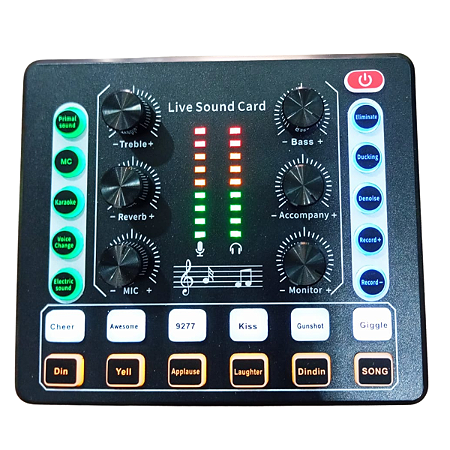 Mixer De Áudio Dinâmico Live Sound Card Portátil Estéreo
