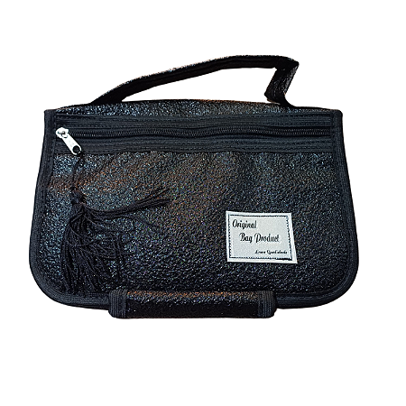 Capa Bolsa para Bíblia Preta Texturizada Bolso Alça