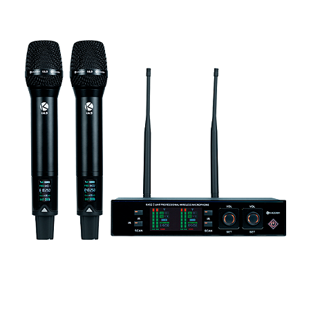 Microfone Sem Fio Duplo Kadosh UHF Recarregável K492M Rec B6
