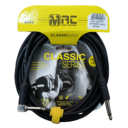 Cabo para Guitarra P10 X P10 L 90° 3,05m Mac Cabos Classic Series