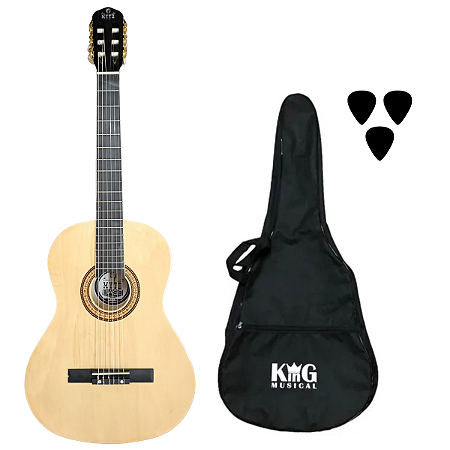 Kit Violão de Nylon Natural Dark Brown Myth Capa e Palhetas