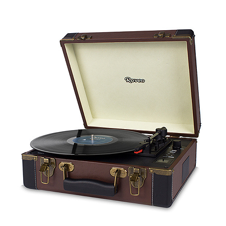 Vitrola Raveo Volare Marrom e Preto Com Toca Disco Bluetooth