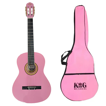 Kit Violão de Nylon Acústico Pink MYTH MT39N e Capa Rosa