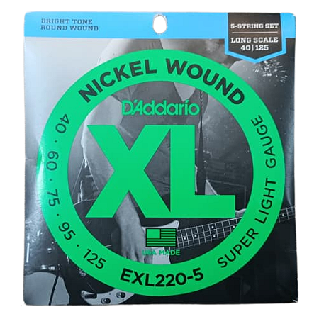 Encordoamento Baixo Eletrico 5 Cordas D'addario 040 EXL220-5