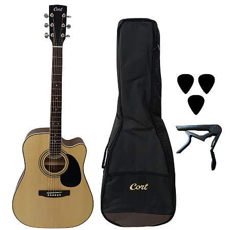Kit Violão De Aço Cort  Eletroacústico AD880CE Acessórios