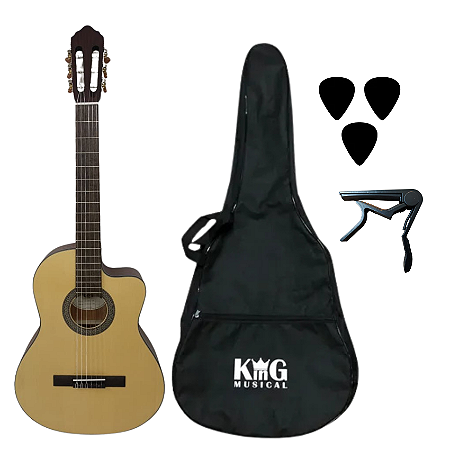 Kit Violão Nylon Eletroacústico Cort AC120CE Acessórios