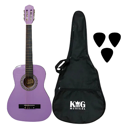 Kit Violão Nylon Purple 3/4 Myth MT36N Com Capa e Palhetas
