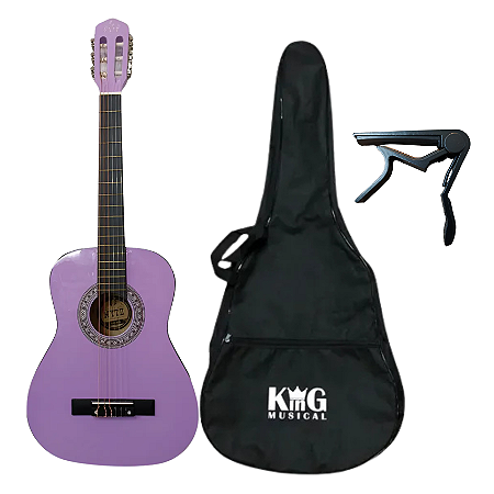 Kit Violão Nylon Purple 3/4 Myth MT36N Com Capa e Capotraste