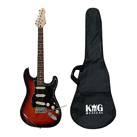 Kit Guitarra Stratocaster Sunburst Rockwave RW50 SB Com Capa