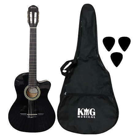 Kit Violão Nylon Giannini NF14 CEQ BK Com Bag E Palhetas