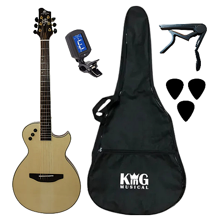 Kit Violão Eletroacústico Aço Flat Marquês Va09 e Acessórios