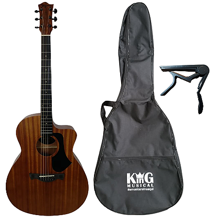 Kit Violão Aço Tagima Dallas Gran Reserva Capa e Capotraste