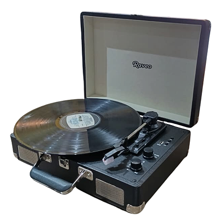 Vitrola Raveo Sonetto Chrome Preto Com Toca Disco Bluetooth