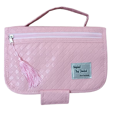 Capa Bolsa Para Biblia Rosa Claro Com Bolso e Alça