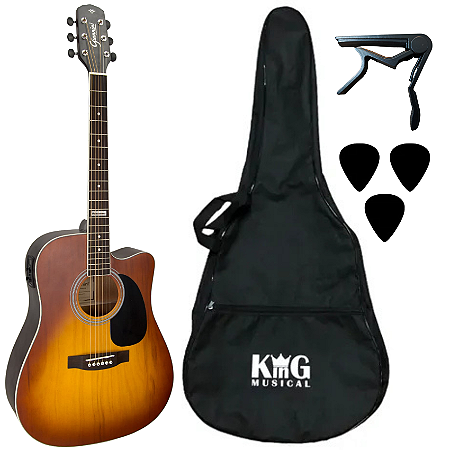 Kit Violão Giannini Eletroácustico Aço GF1D Com Acessórios