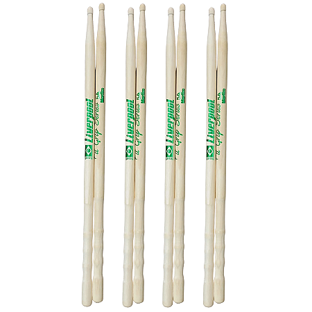 Kit 4 Pares Baqueta Liverpool FitGrip Series 5A Ponta Marfim