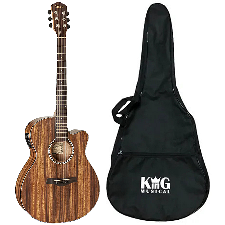 Kit Violão Aço Elétrico Hofma HMA285 Natural Fosco Com Capa