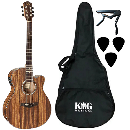 Kit Violão Aço Hofma HMA285 Natural Fosco Com Acessórios