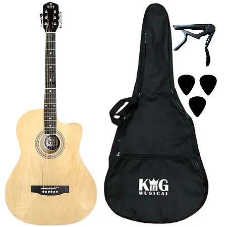 Kit Violão Aço Cutway MT39SC Natural DarkBrown Acessorios