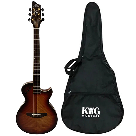 Kit Violão Aço Flat Eletroacústico Marquês Tigrado Va09 Capa