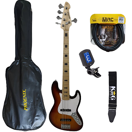 Kit Contrabaixo 5 Corda Sunburst Waldman GJJ 205X Acessórios