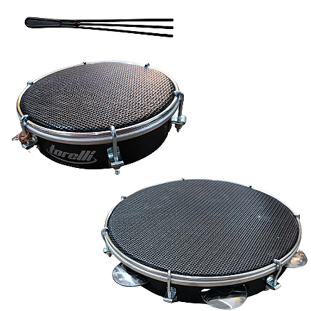 Kit Pandeiro e Tamborim Com Pele Muda TPE292 TTE291 Baqueta