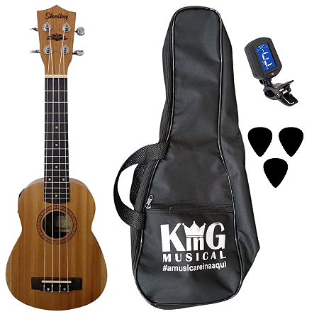 Kit Ukulele Soprano Eletroacústico Shelby SU21ME Acessórios