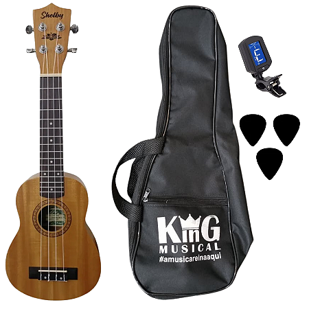 Kit Ukulele Soprano Shelby SU21M STNT Em Mogno Acessórios