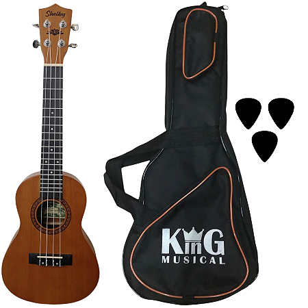 Kit Ukulele Concert Shelby SU23M STNT Com Capa e Palhetas