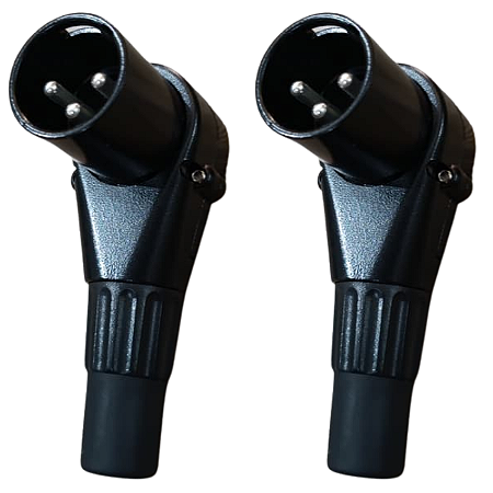 Kit 2 Plug XLR Macho Em L 90 Graus Profissional King Musical