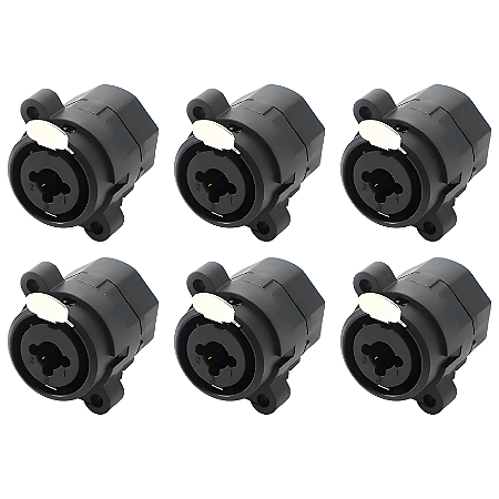 Kit 6 Plug Painel Para Medusa P10 XLR Fêmea 7Polos Com Trava