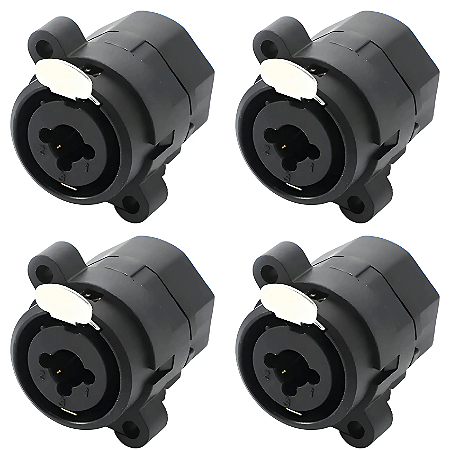 Kit 4 Plug Painel Para Medusa P10 XLR Fêmea 7Polos Com Trava