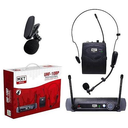 Microfone Sem Fio MXT UHF 10BP Headset Lapela