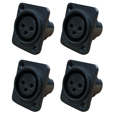 Kit 4 Plug XLR Femea Painel Plástico King Musical